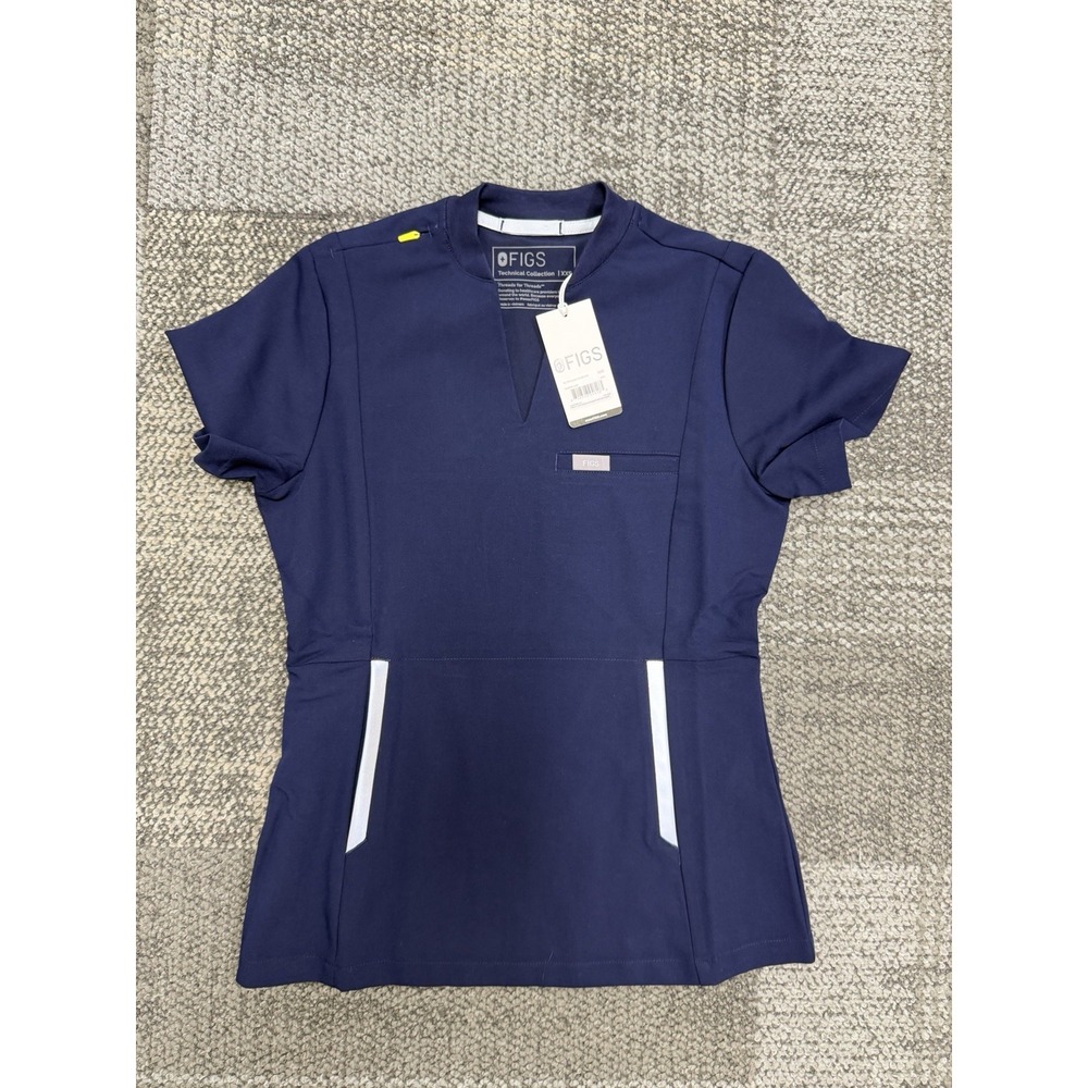 Figs XXS Pir slim scrub top Navy Blue medical nursing dental PT